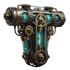Input photo of a steampunk engine